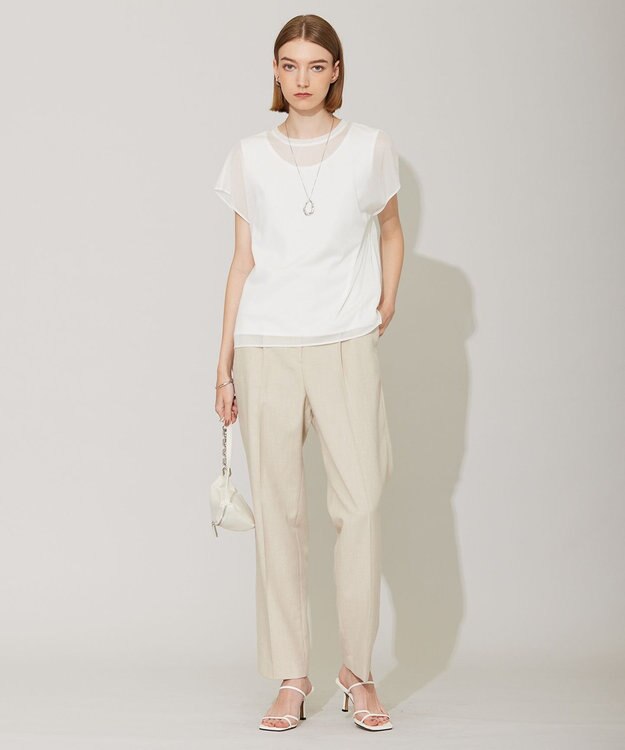 ICB L 【接触冷感・速乾・洗える】T.R.Liプレーンウィーブ ストレートパンツ フラックス系