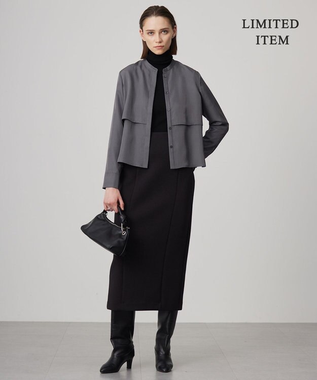 ICB L 【WEB限定・洗える】シルキーツイル  クロップドシャツ グレー系