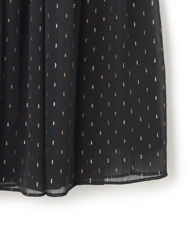 UNFILO ラメリンクルシフォン スカート ブラック