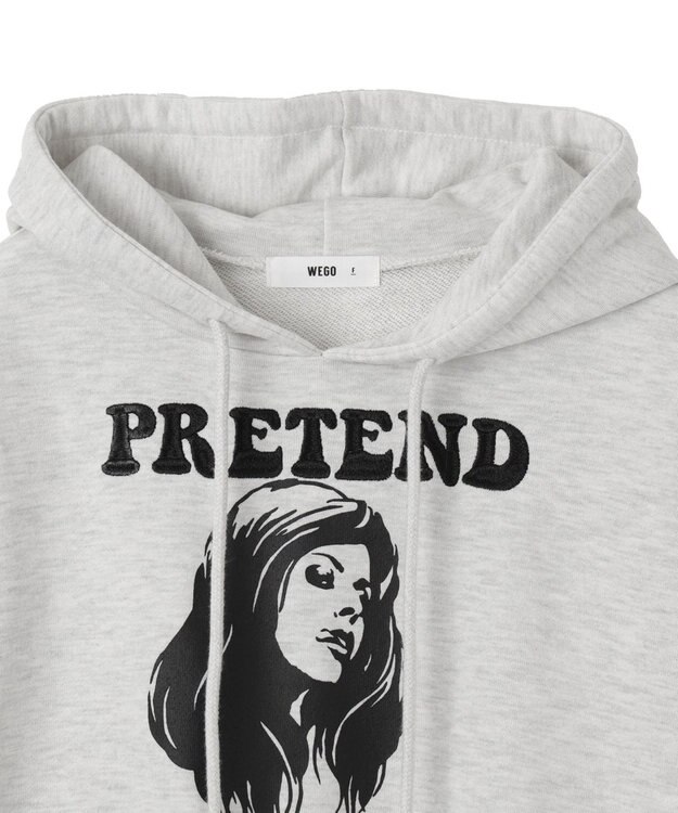 WEGO ガールプリントプルパーカー 杢グレー