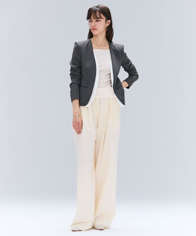 BEIGE， 【洗える・VERY NaVY 11月号掲載】CINDY / ダブルカラージャケット C.Gray x White