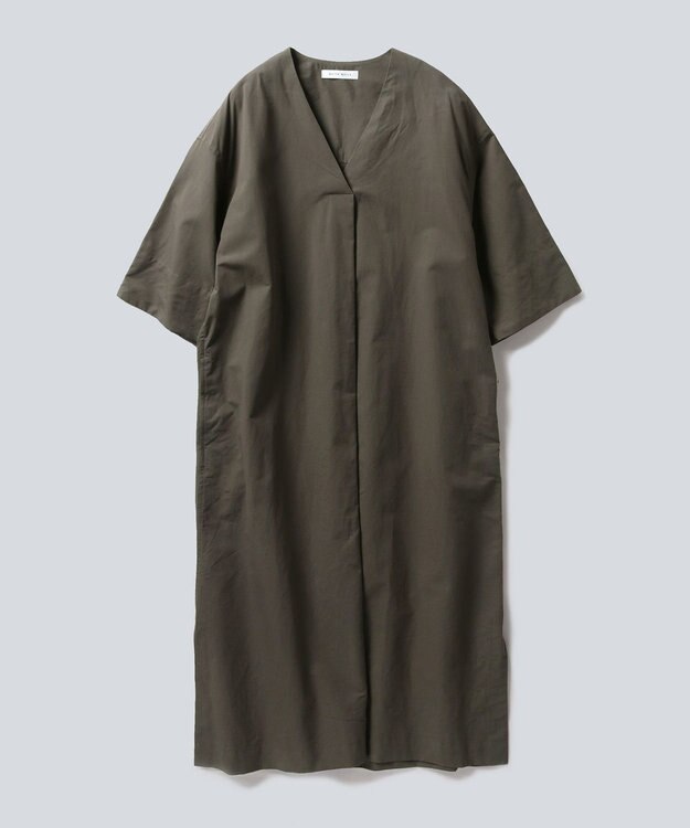 WHITE MAILS 【阿久津ゆりえコラボ】フロントタック Vネック ワンピース カーキ