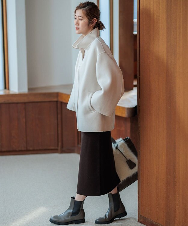 23区 S ウールリバー スタンドカラーコート ベージュ系