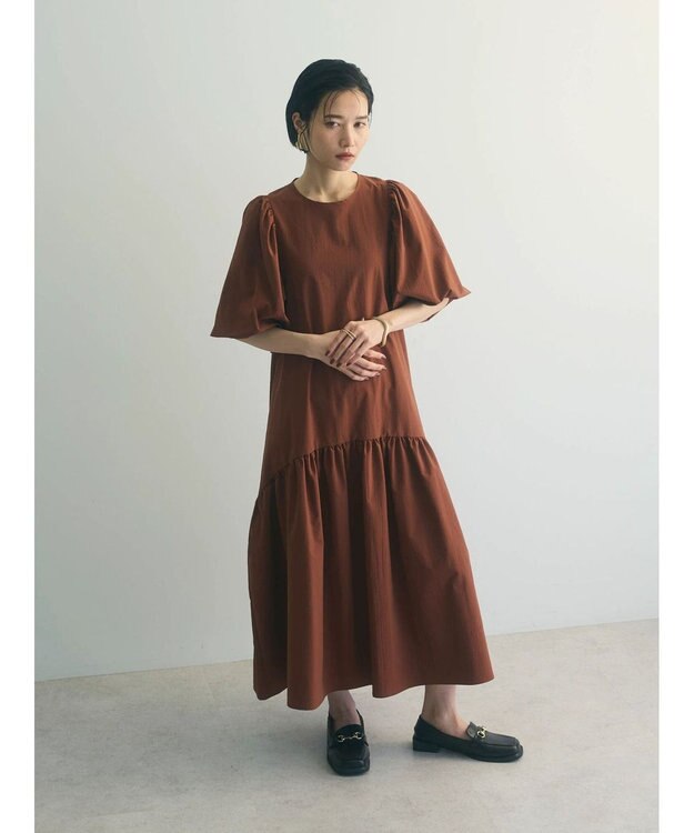 Green Parks armonia.ボリュームギャザーワンピース Brown