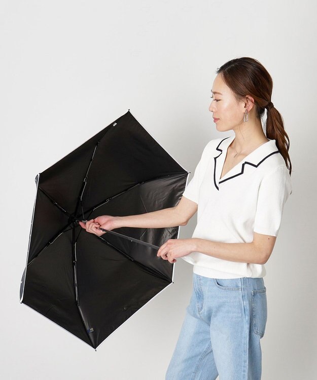 MOONBAT POLO RALPH LAUREN（ポロ ラルフローレン）晴雨兼用日傘 ドット 遮光率100% 遮熱 遮熱 UV ブラック