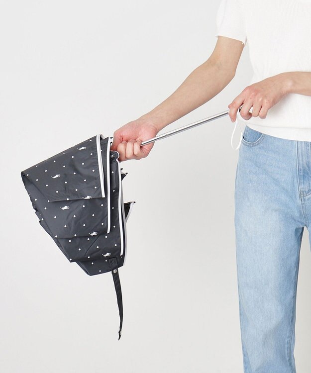 MOONBAT POLO RALPH LAUREN（ポロ ラルフローレン）晴雨兼用日傘 ドット 遮光率100% 遮熱 遮熱 UV ブラック