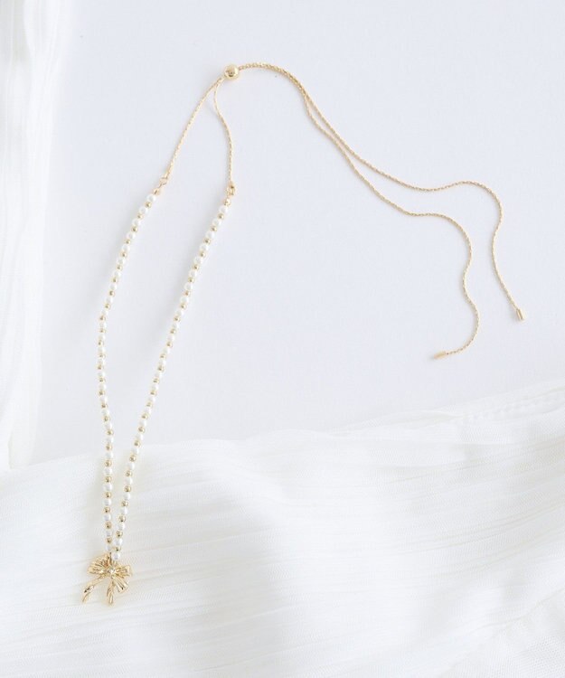 Maison de FLEUR カーリーリボンスライドネックレス Gold