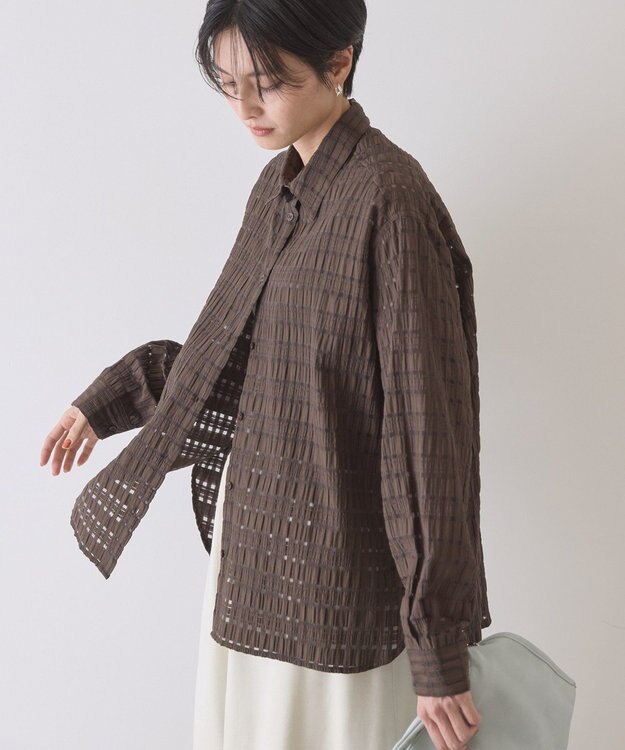 AMERICAN HOLIC シアーチェックシャツ Brown