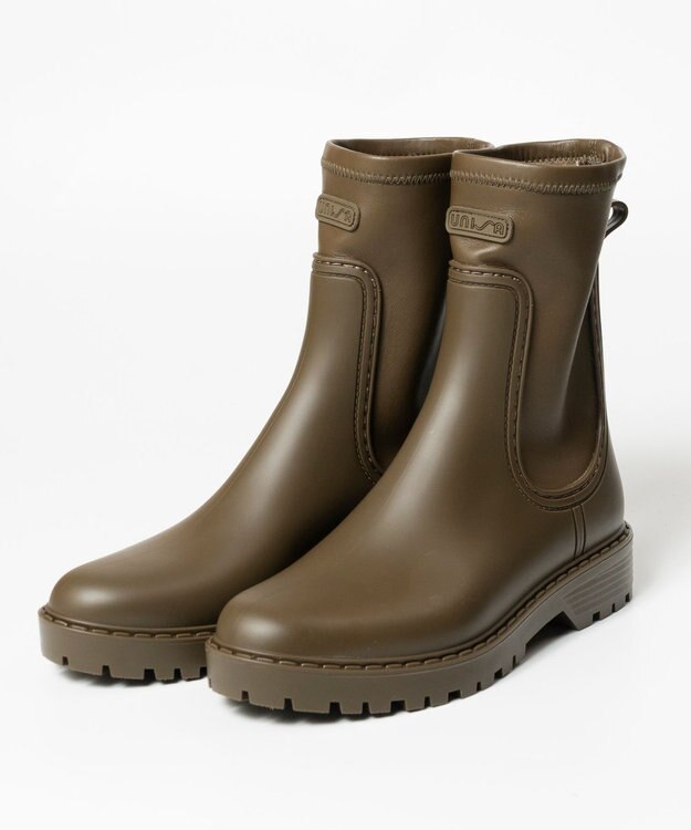 BONTRE 【UNISA/ウニサ】裏起毛ミドルレインストレッチブーツ ブラウン