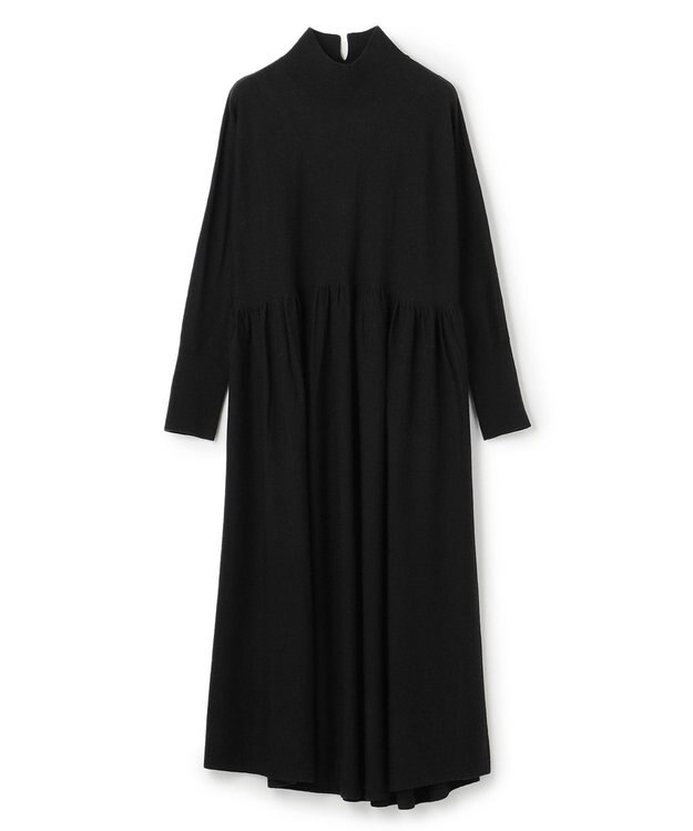 UNFILO ハイネックギャザーワンピース ブラック