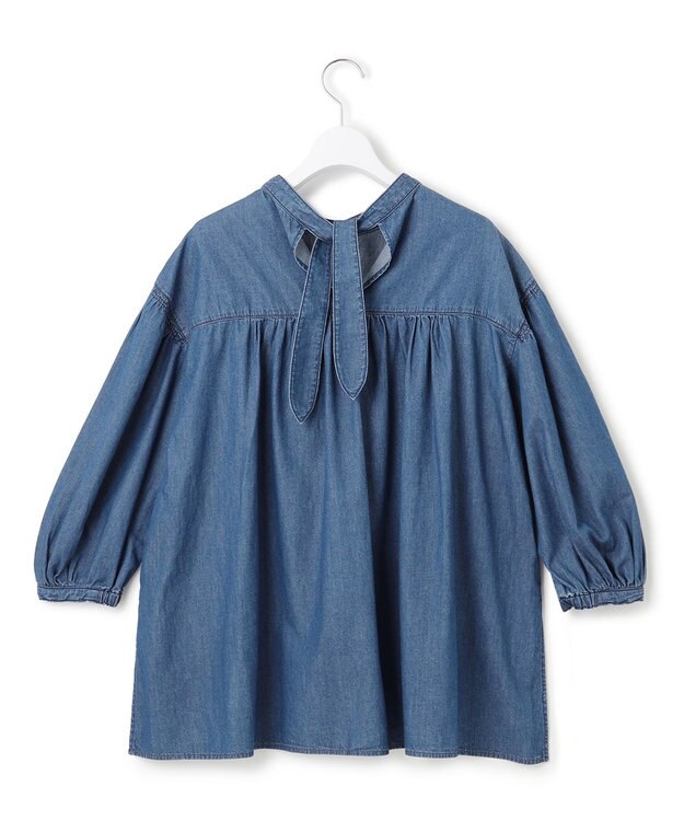 23区 【SLOW/一部店舗限定】ライトオンス デニム バックリボン ブラウス ブルー系