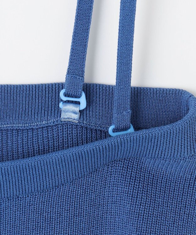 自由区 【洗える】ドライコットンハイゲージニット ビスチェ ブルー