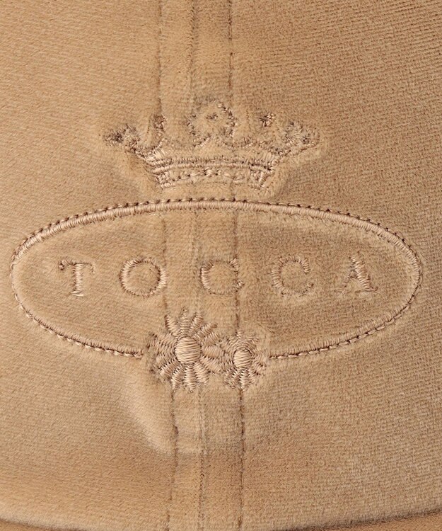 TOCCA 【防臭・吸水速乾・UVカット・サイズ調整可・リボン取り外し可】VELVET LOGOCAP キャップ ベージュ系