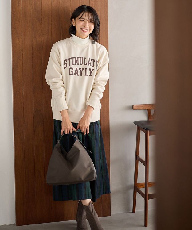 ANY 【ウエストゴム】ビックチェックタフタスカート ネイビー