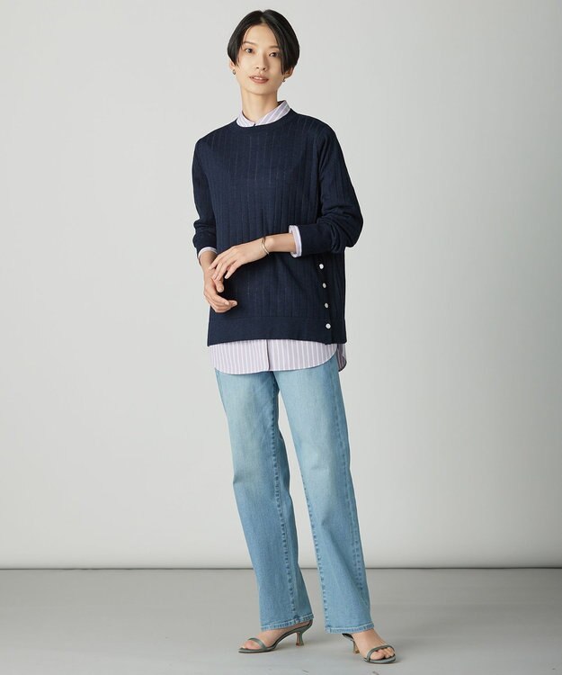 J.PRESS LADIES L 【洗える】BASIC STRETCH DENIM ボーイフィット デニム ブリーチ系