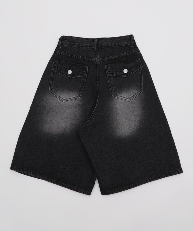 WEGO バックフラップポケットデニムハーフパンツ ブラック