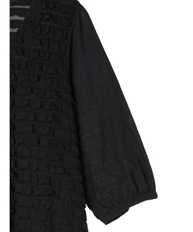 Green Parks ■ＥＳＣＡＲ　ウェーブカット×ローン刺繍ワンピース Black