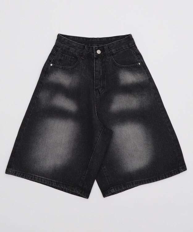 WEGO バックフラップポケットデニムハーフパンツ ブラック