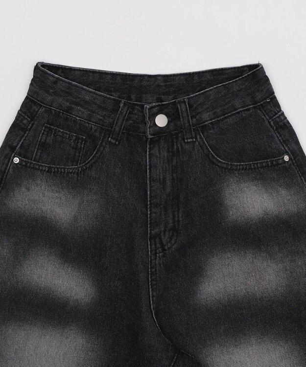 WEGO バックフラップポケットデニムハーフパンツ ブラック