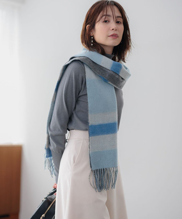 組曲 ウールリバーシブルストール ブルー系