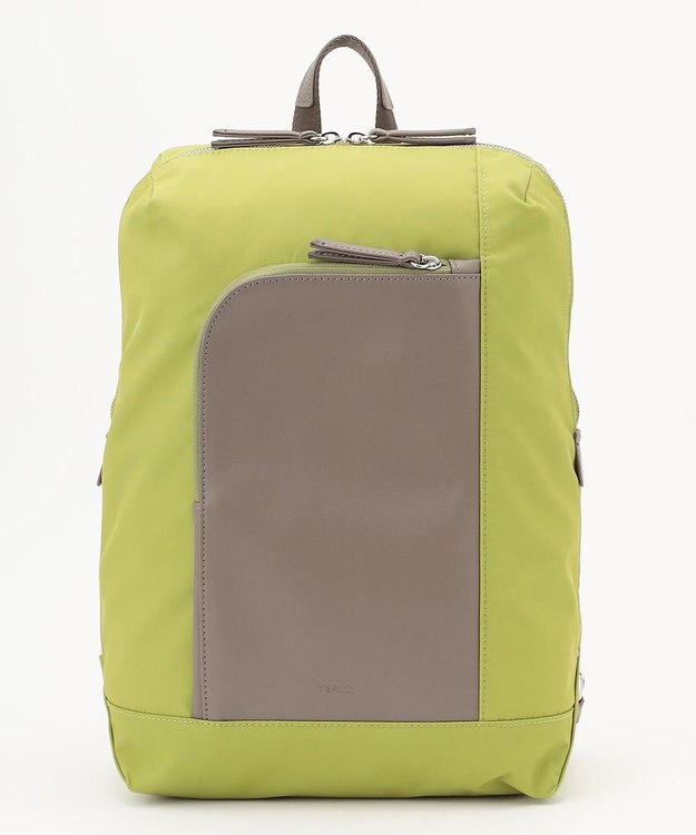 Y'SACCS ナイロン×リサイクルレザー　コンビマルチリュック ライトグリーン
