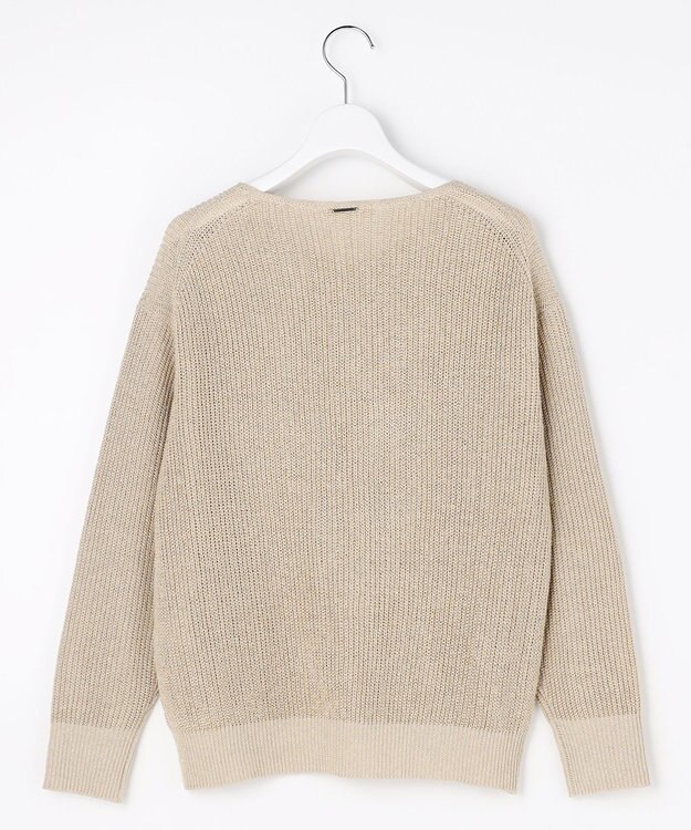 自由区 L リネンミドルゲージプルオーバー ニット ベージュラメ