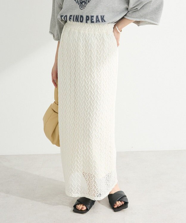 Green Parks ニットレースＩラインスカート Ivory