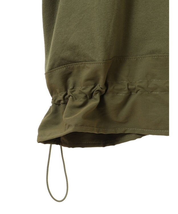 Green Parks 裾ドロスト５分袖ドッキングチュニック Khaki