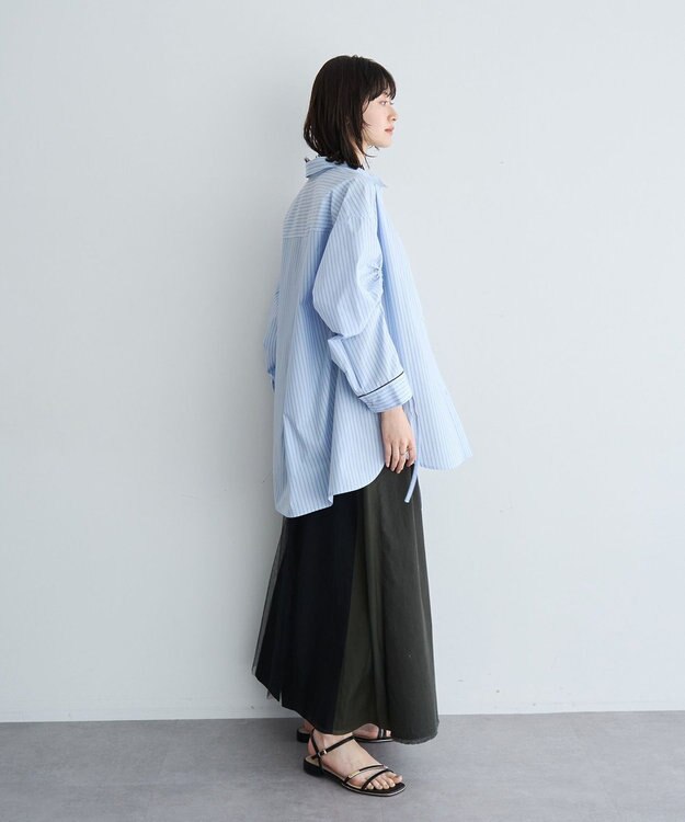 YECCA VECCA イージーケアドロストシャツ Stripe