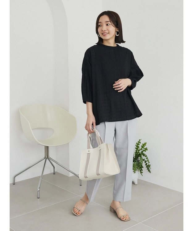 Green Parks 接触冷感　きれいシルエットパンツ（テーパード） Light Gray Mixture