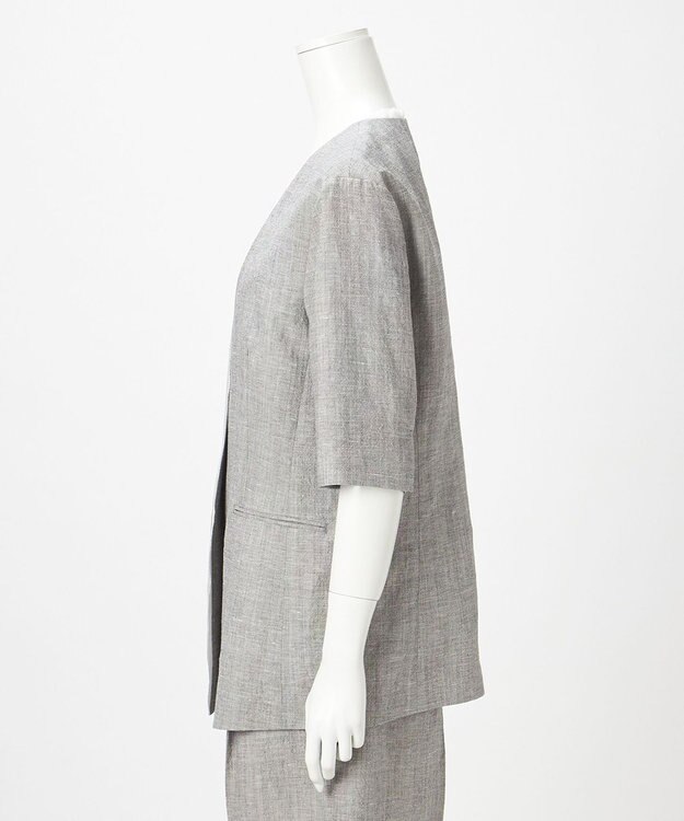 23区 【GOLD LABEL】ウールリネン ノーカラー ジャケット グレー系