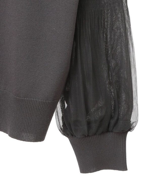 Green Parks 袖チュールマジョリカドッキングニットプルオーバー Gray