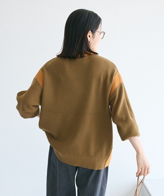 CRAFT STANDARD BOUTIQUE 洗える/とてもち配色ニットプルオーバー/24AW Khaki