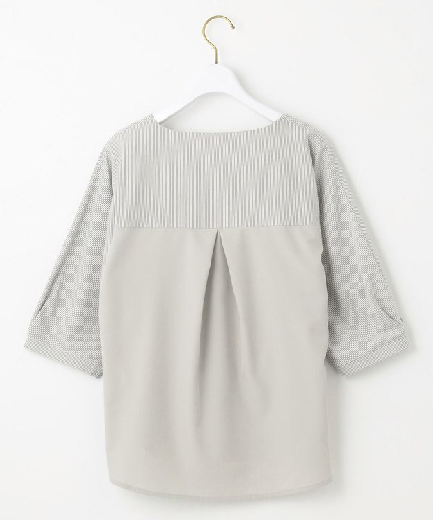 ANY SIS S 【洗える】シルケットストライプドルマン カットソー ミントストライプ