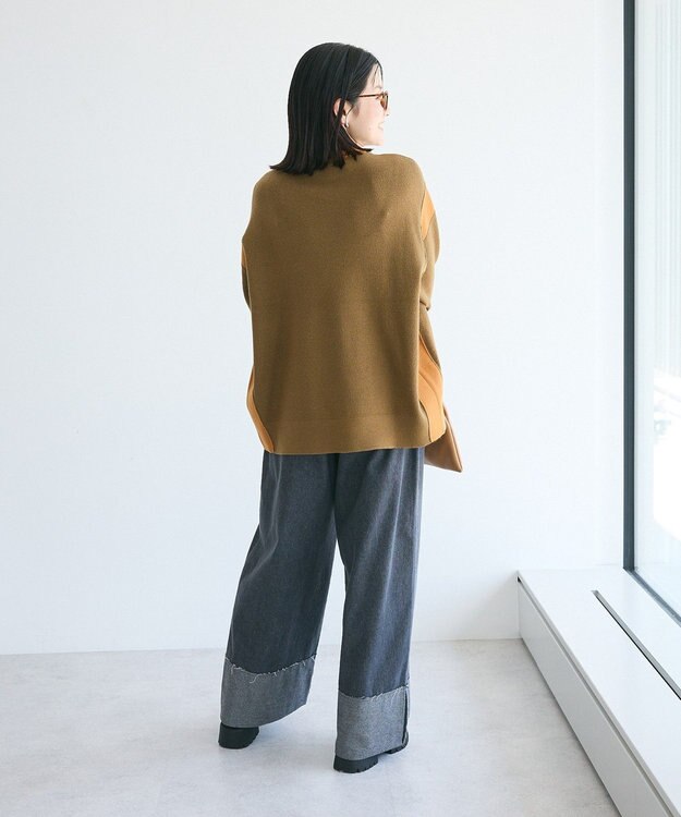 CRAFT STANDARD BOUTIQUE 洗える/とてもち配色ニットプルオーバー/24AW Khaki