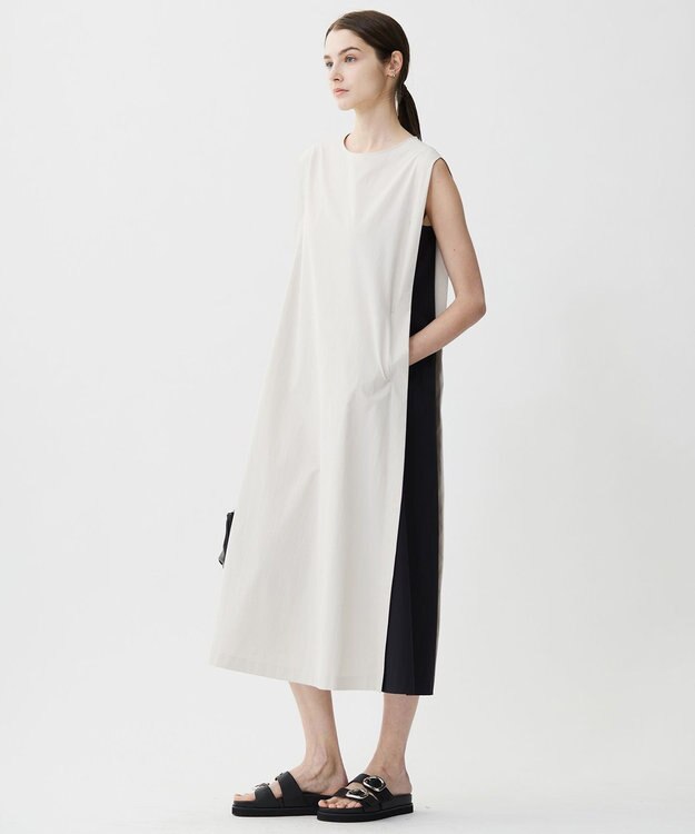 ICB 【接触冷感・UVカット・洗える】RENUソフトタイプライター バイカラーワンピース トープ×ブラック系