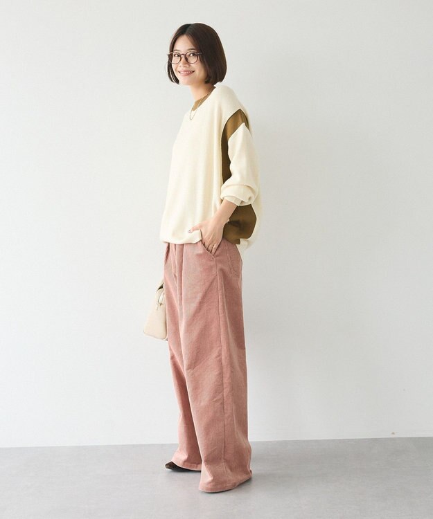 CRAFT STANDARD BOUTIQUE 洗える/とてもち配色ニットプルオーバー/24AW Ivory