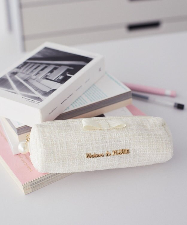 Maison de FLEUR グログランリボンツイードロングポーチ Ivory