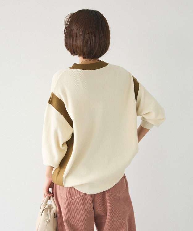CRAFT STANDARD BOUTIQUE 洗える/とてもち配色ニットプルオーバー/24AW Ivory