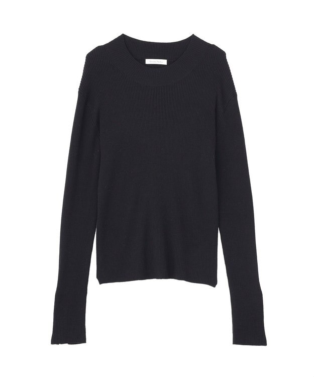 Green Parks 袖口金釦リブニットプルオーバー Black