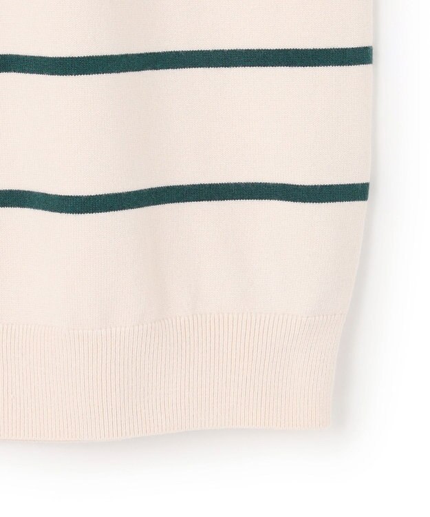 UNFILO MENS 【OCEANS YouTube 掲載/男女兼用】スムースシルキーニット 柄 ボーダー アイボリー×グリーン