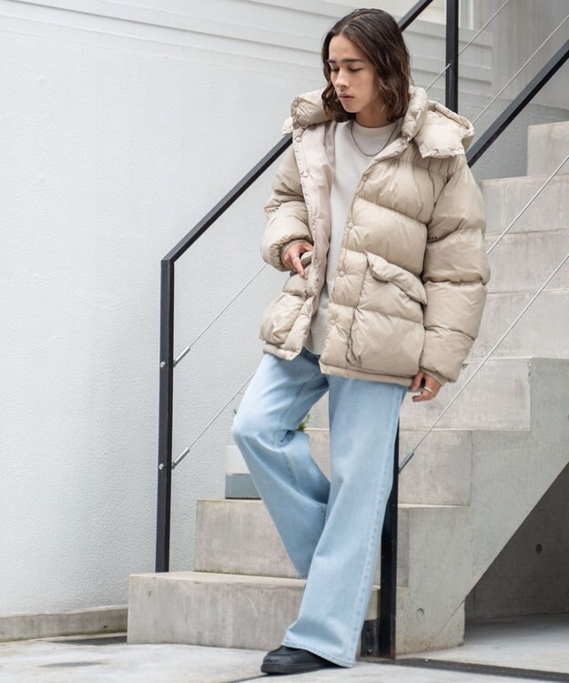 WEGO カラーナイロンパテッドブルゾン ベージュ