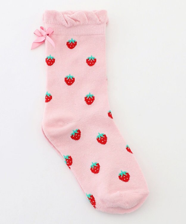 ANY KIDS いちご総柄ソックス ピンク