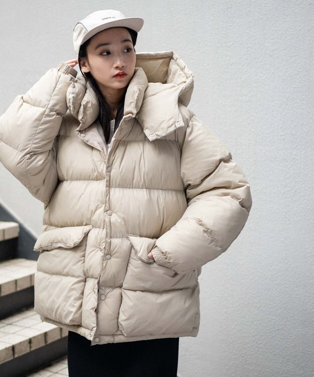 WEGO カラーナイロンパテッドブルゾン ベージュ