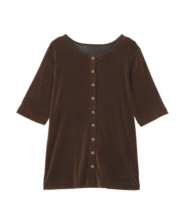 earth music&ecology フロッキーチュールカーディガン Brown