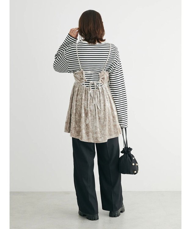 Green Parks ・ＥＬＥＮＣＡＲＥ　ＤＵＥクラッシュベロアキャミチュニック Beige