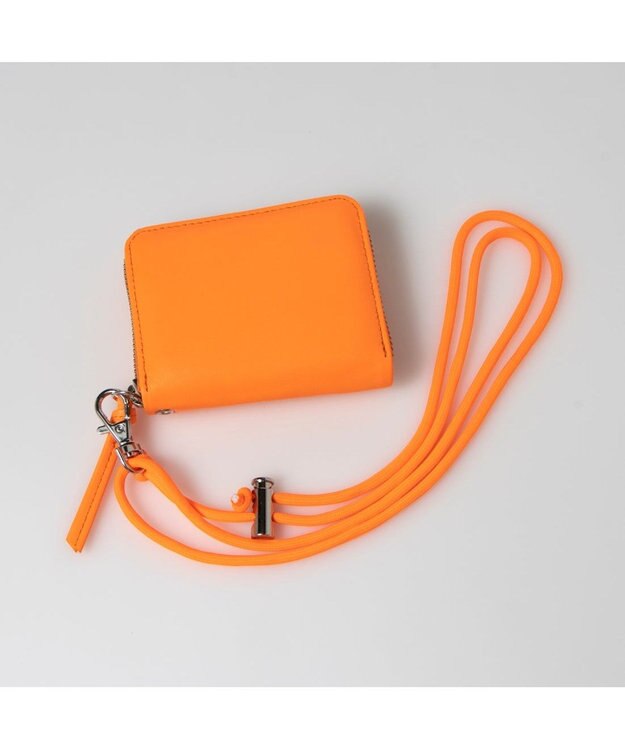 UNBILLION ペルケ perche / 蛍光レザーストラップ付き・ジャバラカードウォレット オレンジ