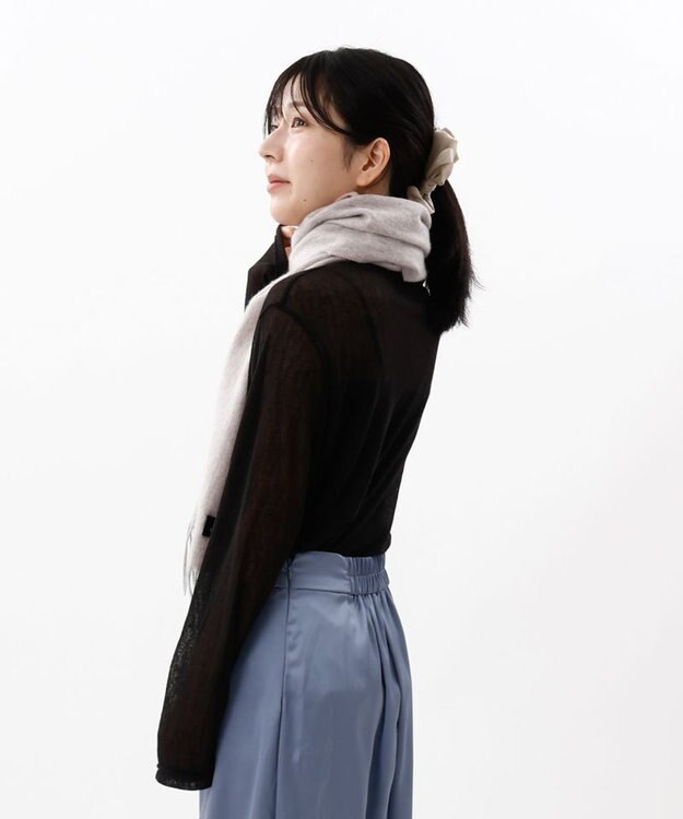 AURORA 【 LANVIN COLLECTION（ランバン コレクション） 】カシミヤ100%無地シングルリバーシブルマフラー(WASH) グレイッシュピンク