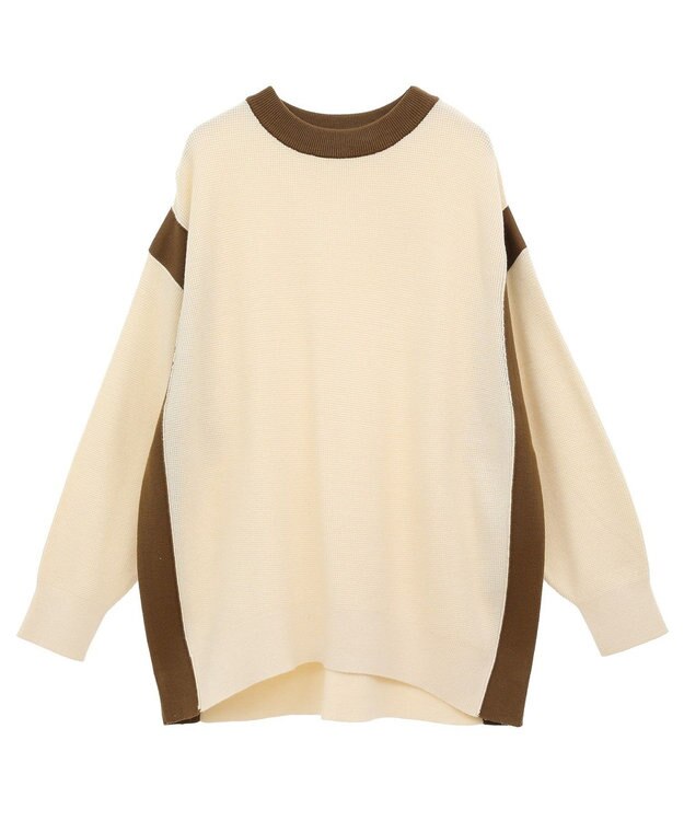 CRAFT STANDARD BOUTIQUE 洗える/とてもち配色ニットプルオーバー/24AW Ivory