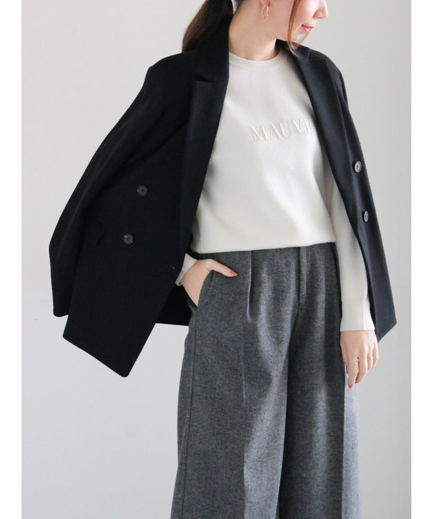 Te chichi ウール混ジャージーテーラードジャケット ブラック